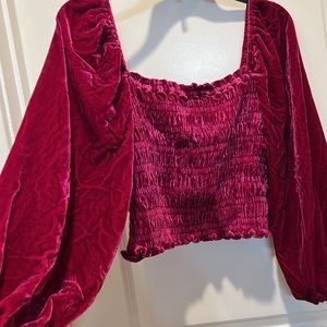 NWT Anthropologie petite velvet peasant top